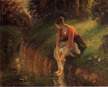 Camille Pissarro : Young Woman Bathing Her Feet
